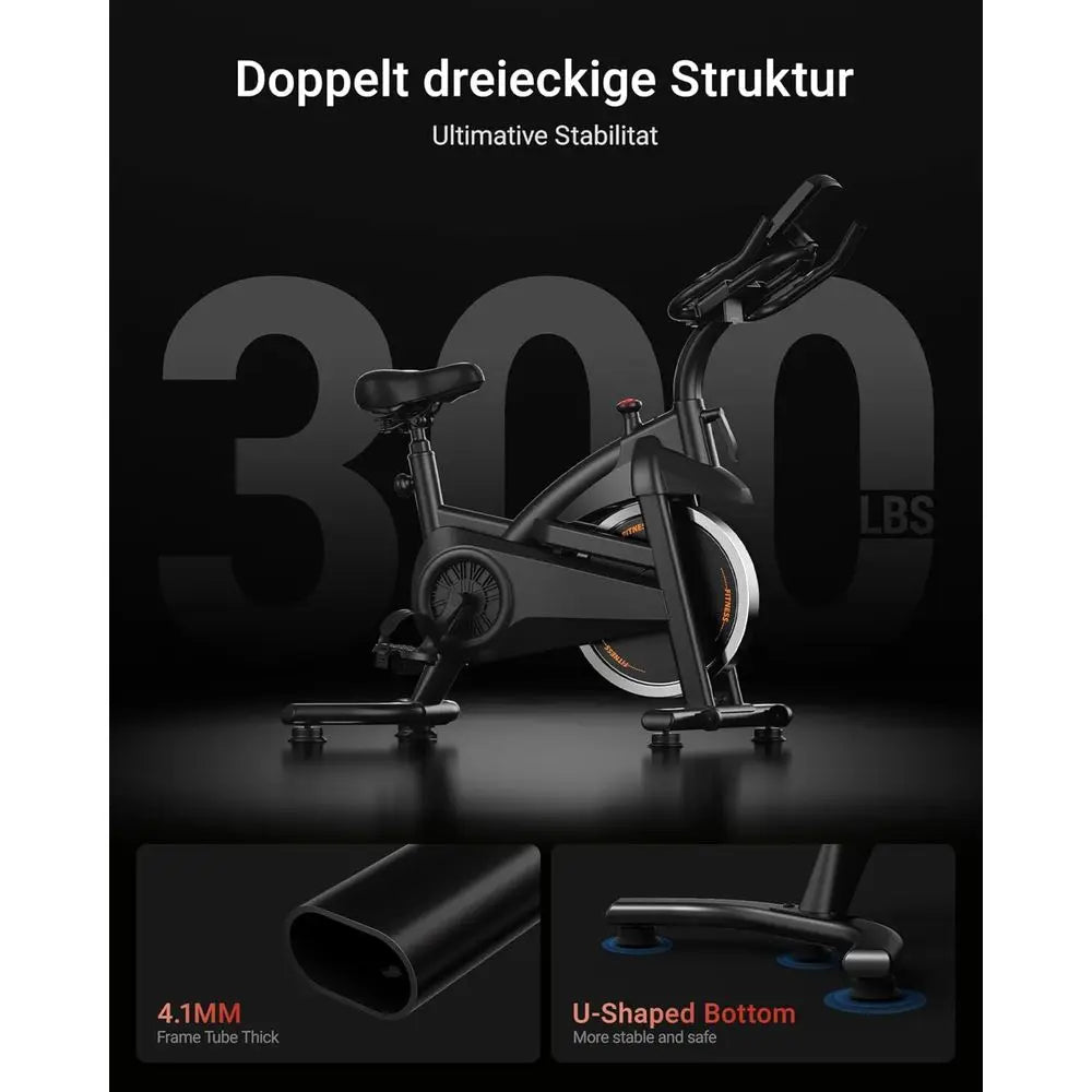Stationary Exercise Bike Belt Drive Silent 0-100 Resistance With App Heart Rate/Tablet Bottle Holder 300LB Home Cycling Workout