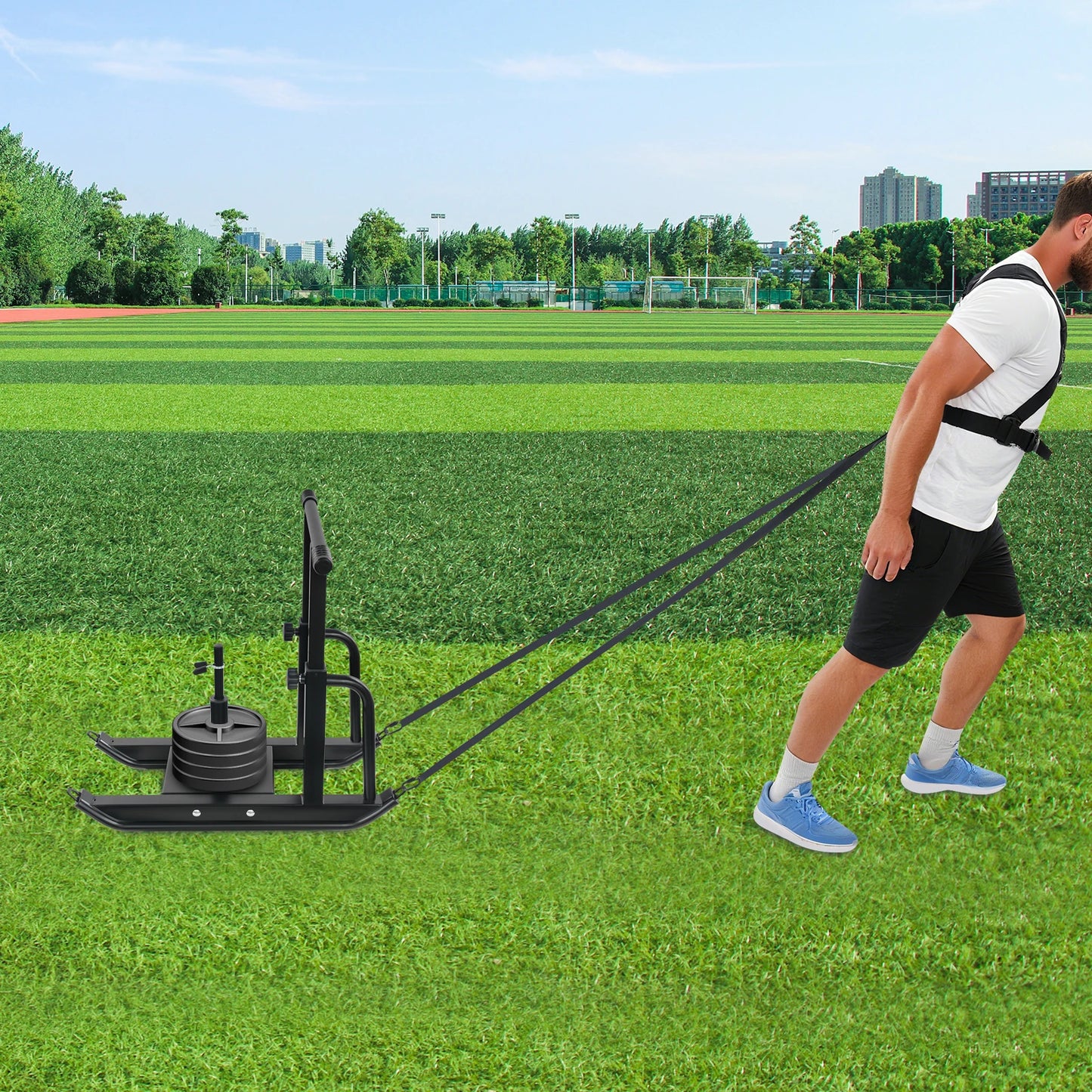 Fitness Sled Weight Sled for Training, 5-Level Height Adjustable/Weighted Sled 440lbs Capacity for Strength/Speed/Football Train