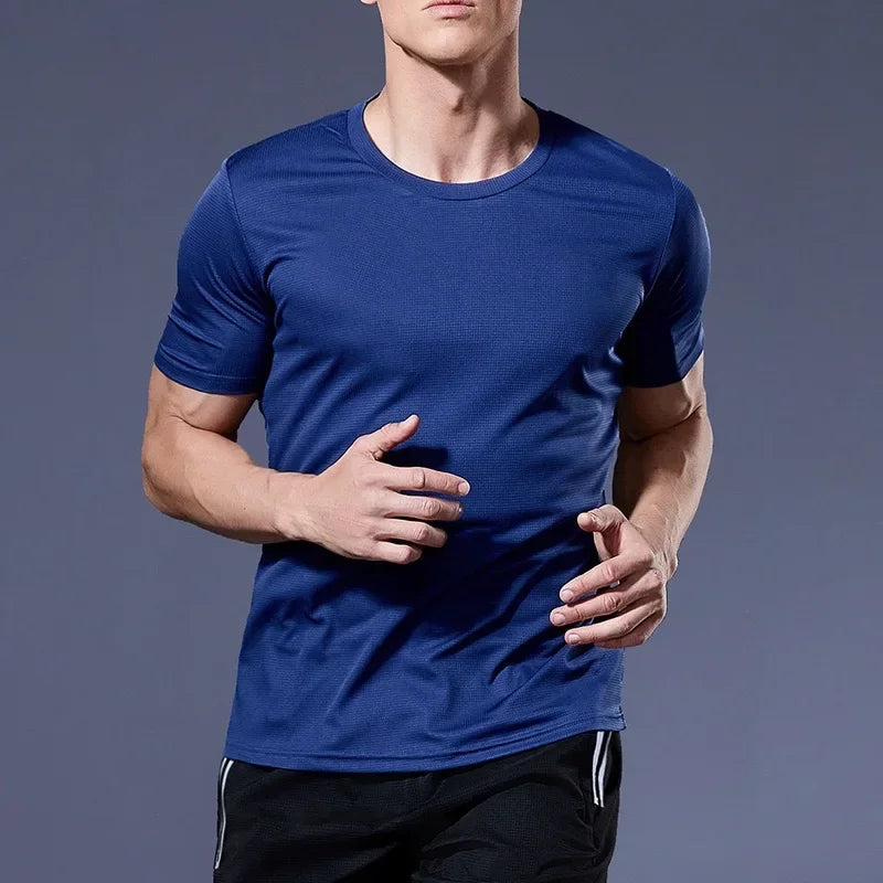 Men's Quick Dry Short Sleeve T-Shirt Moisture Wicking Round Neck/Gym Running Training Exercise Sport Shirt Lightweight Tops