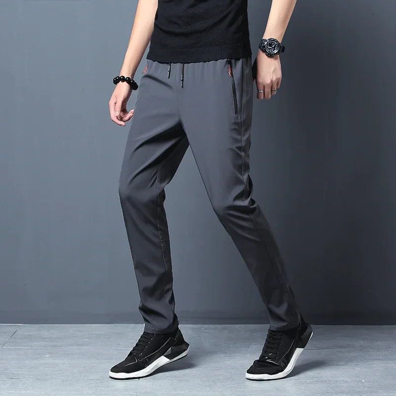 Men's Casual Pants Stretch Slim Fit Elastic Waist Classic Blue/Black Gray Male Brand Trousers Plus Size