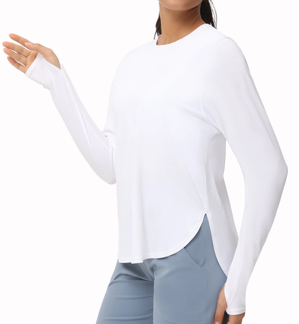 THE GYM PEOPLE Women's Long Sleeve Workout Shirts/Lightweight Cotton Running Yoga Tops with Thumb Hole