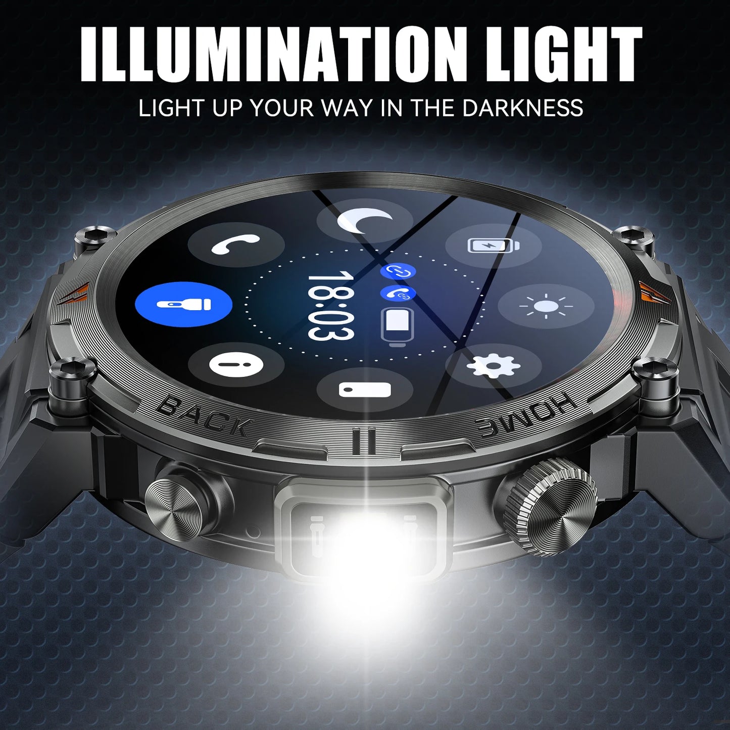 LaNikar KE3 Black Bluetooth Call Smart Watch Men Full Touch Screen/Health Monitor With Flashlight Men Smart Watch For ios  Android