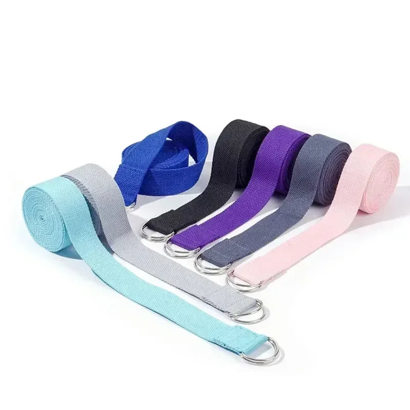 1.8mx3.8cm Yoga Strap Durable Cotton Exercise Straps/Adjustable D-Ring Buckle Gives Flexibility for Yoga Stretching