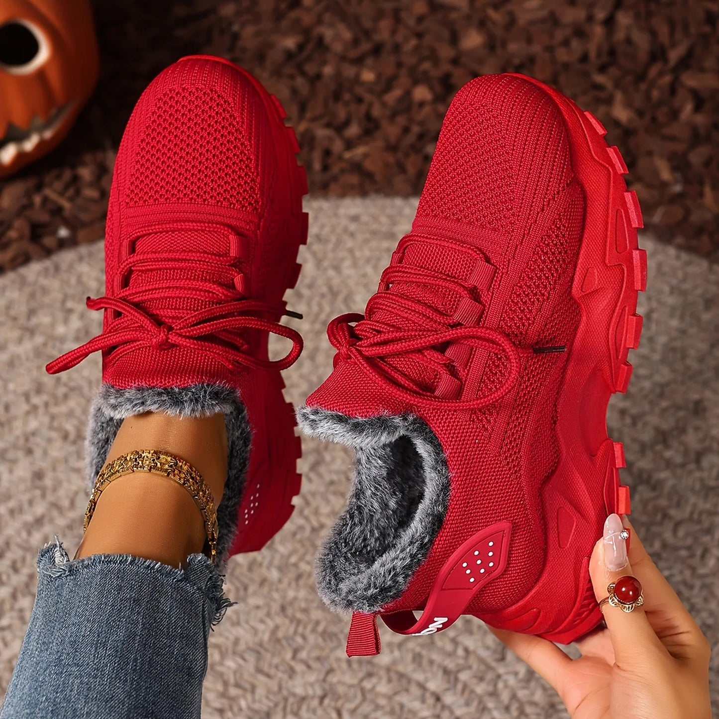 Sneakers Women's Winter Warm Sports Shoes Non Slip Soles/Suitable for Cold Weather Outdoor Walking Sports Shoes Ladies Sneakers
