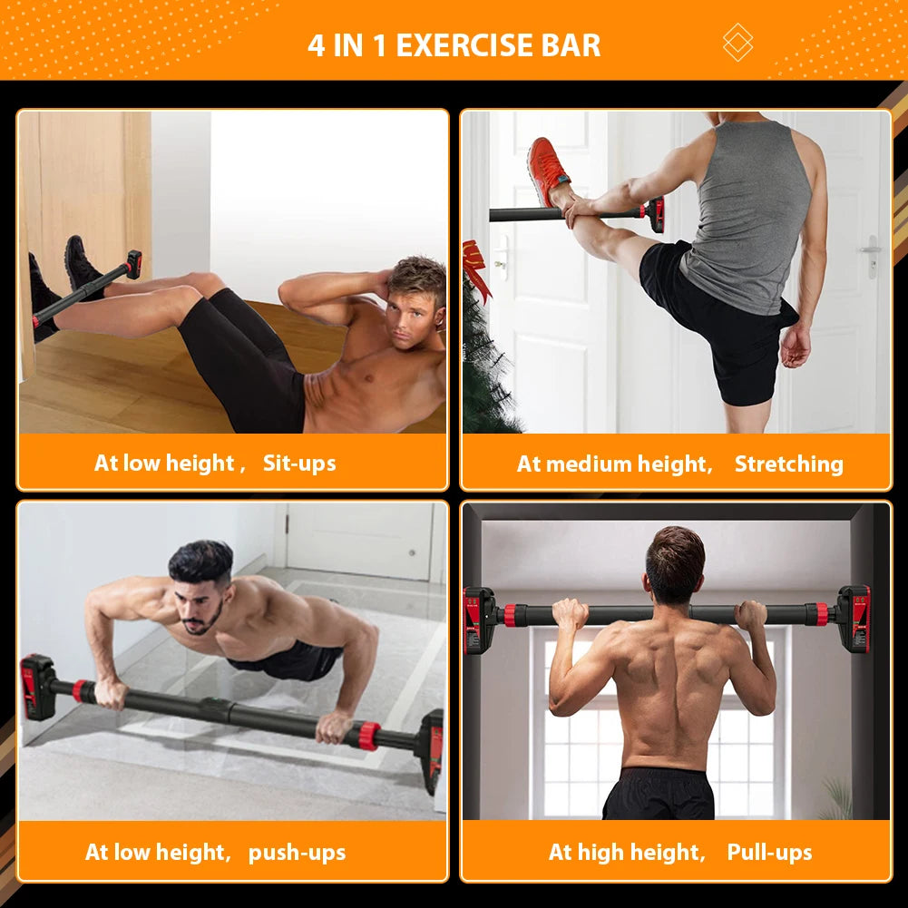 Strength Training Pull-up Bars with Level Gauge 69-92cm Adjustable Width/200kg Max Load Capacity Chin Up Bar For Doorway