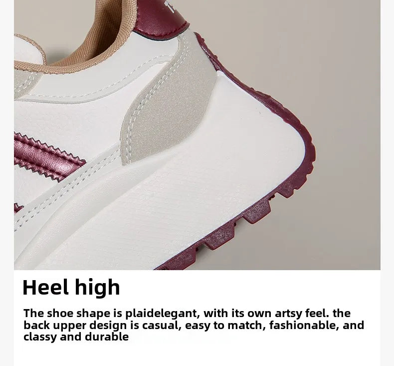 New Summer Autumn Women's Shoes With Thick Sole Casual Board Shoes/Spliced Sports Leather Surface Shoes For Students