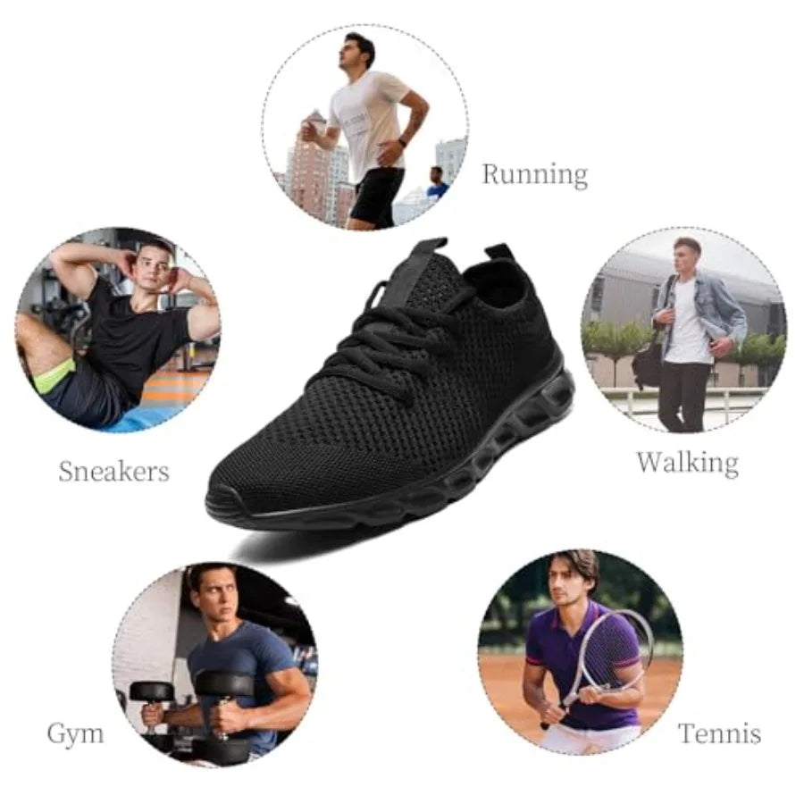 Men's Running Shoes Tennis Walking Gym Workout Slip On Athletic/Fashion Sneakers Lightweight Breathable Sports Jogging Casual Shoes