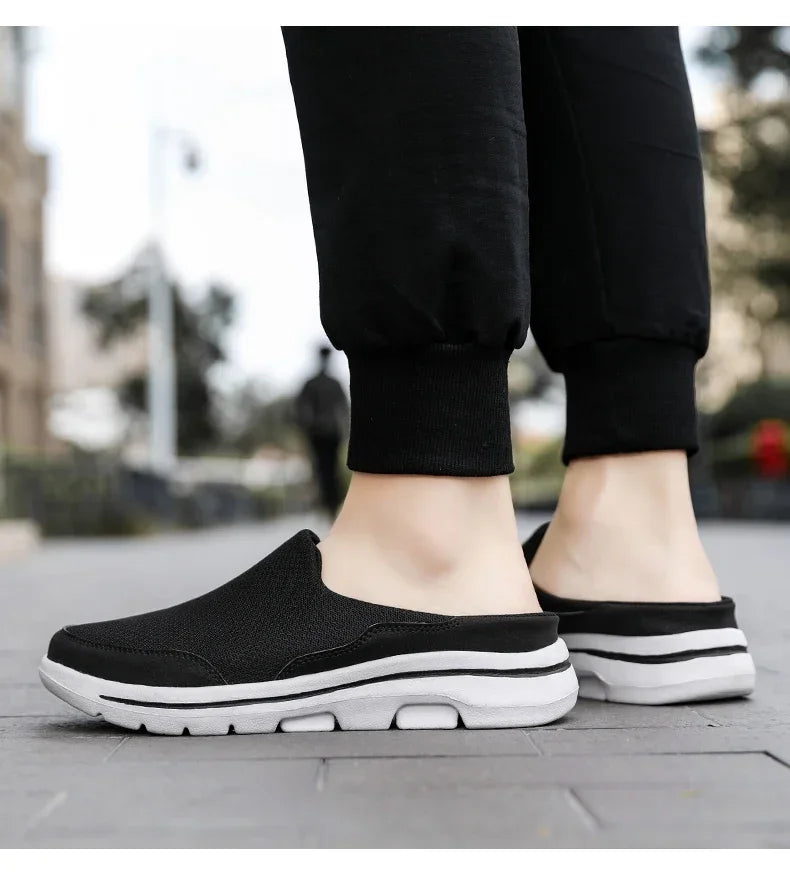 Men Slippers Summer Breathable Home Indoor Slippers Men Thick/Bottom Slides Fashion Couple Walking Shoes Plus Size 39-48