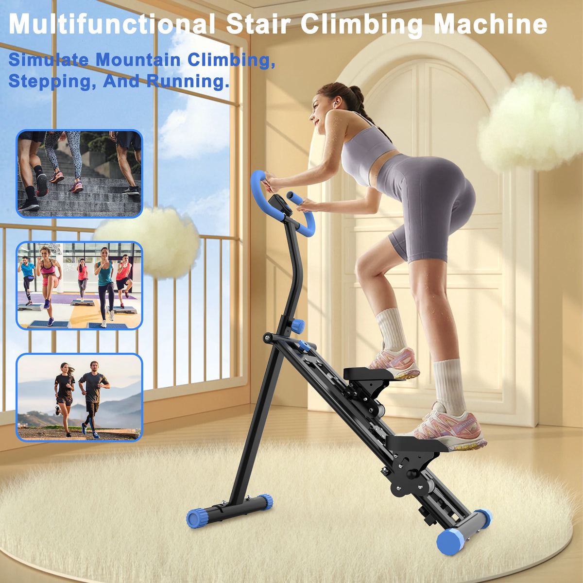 Vertical Climber Machine with Adjustable Resistance/Full-Body Workout Stepper with Stable Frame & Adjustable Handlebar