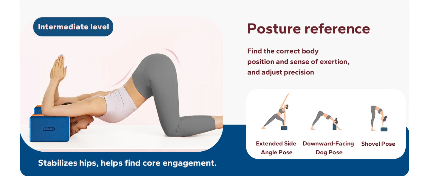 HAPBEAR Yoga Blocks 2 Pack 9x6x3in High-Density EVA Foam/with Non-Slip Textured Surface, Supportive for Deep Stretching