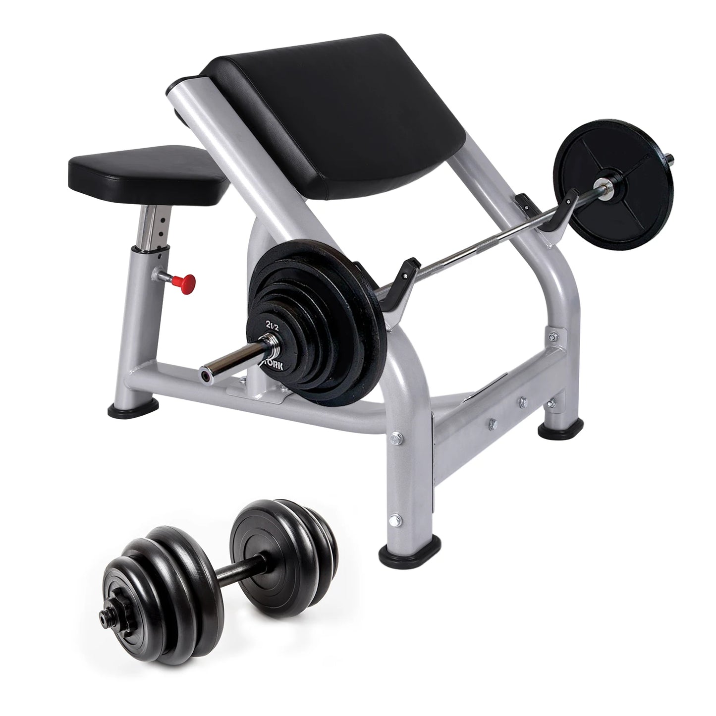 Weight Training Equipment with Adjustable Seat Seated Barbell/and Dumbbell Biceps Station for Home Gym Strength Training