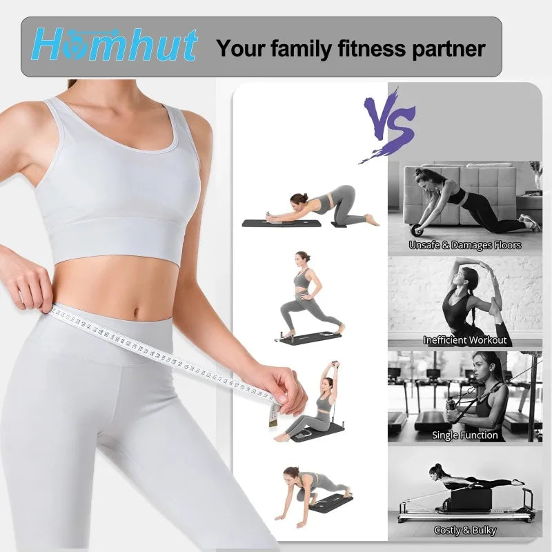 Multi-Functional Ab Workout Board Foldable Core Trainer Equipment/with Resistance Bands Push-Up Bars Abdominal Trainer
