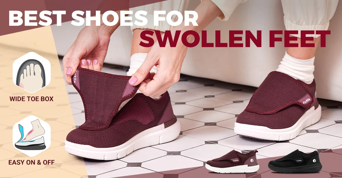 FitVille Extra Wide Women's Diabetic Shoes Adjustable Walking Shoes/for Elderly Orthopedics Wide Feet Swollen Foot Pain Relief