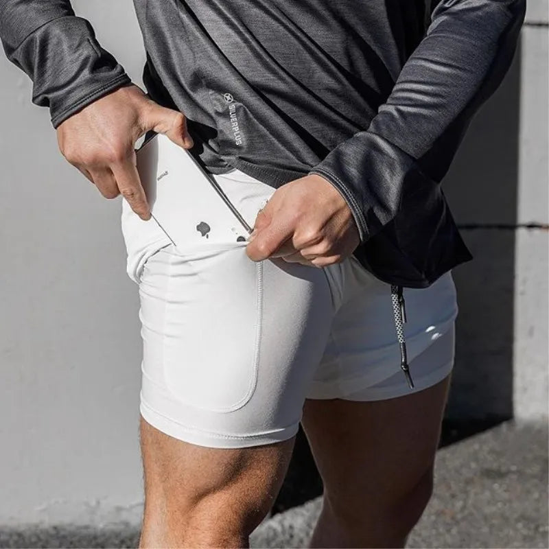 Running Shorts Men Gym Sports Shorts 2 In 1 Quick Dry Workout Training/Gym Fitness Jogging Short Pants Summer Men Shorts