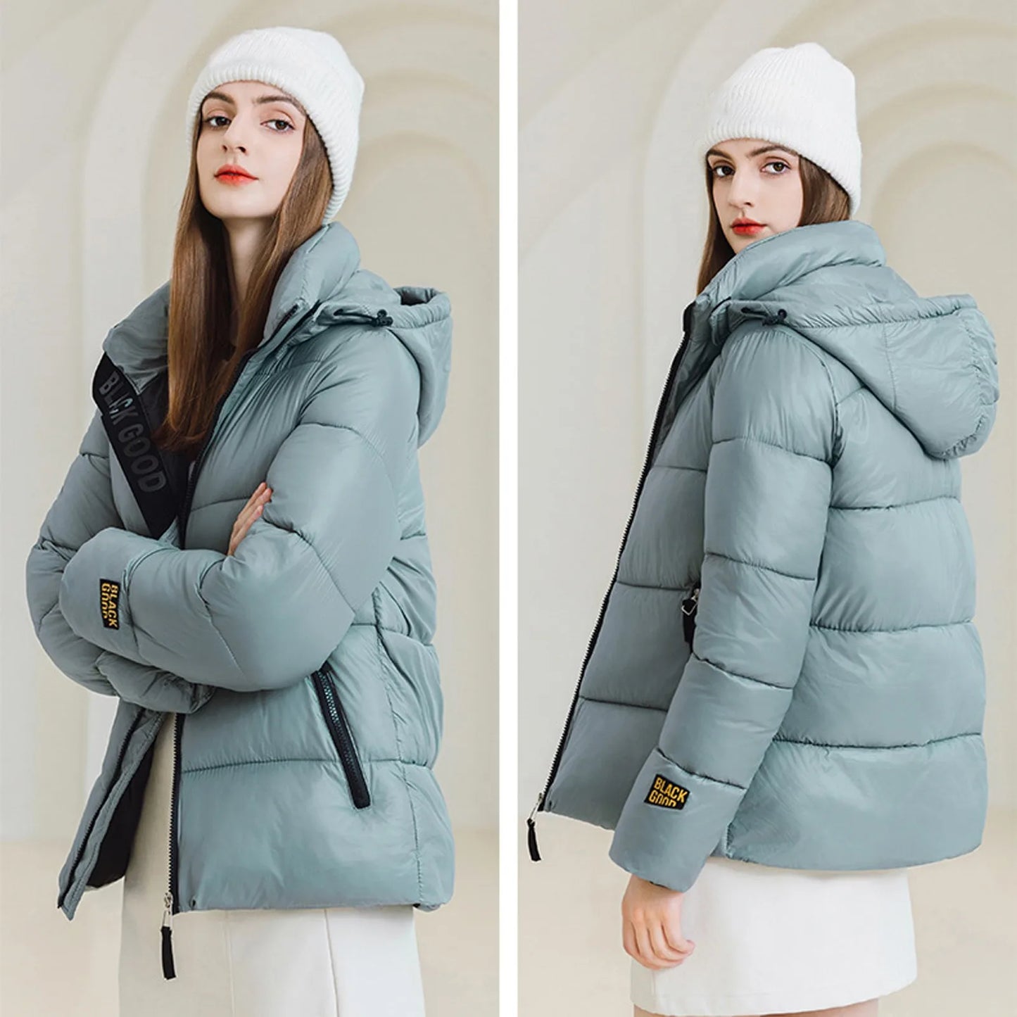 Winter Women Warm Cotton Down Coats Jacket Fashion/Lightweight Puffer Coats Female Korean Slim Fit Hooded Jackets Parkas