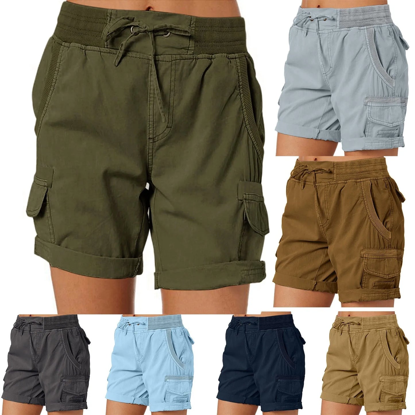 Women Cargo Shorts Summer Loose Hiking Shorts/With Pockets Casual All-Match Korean Style Clothes Shorts