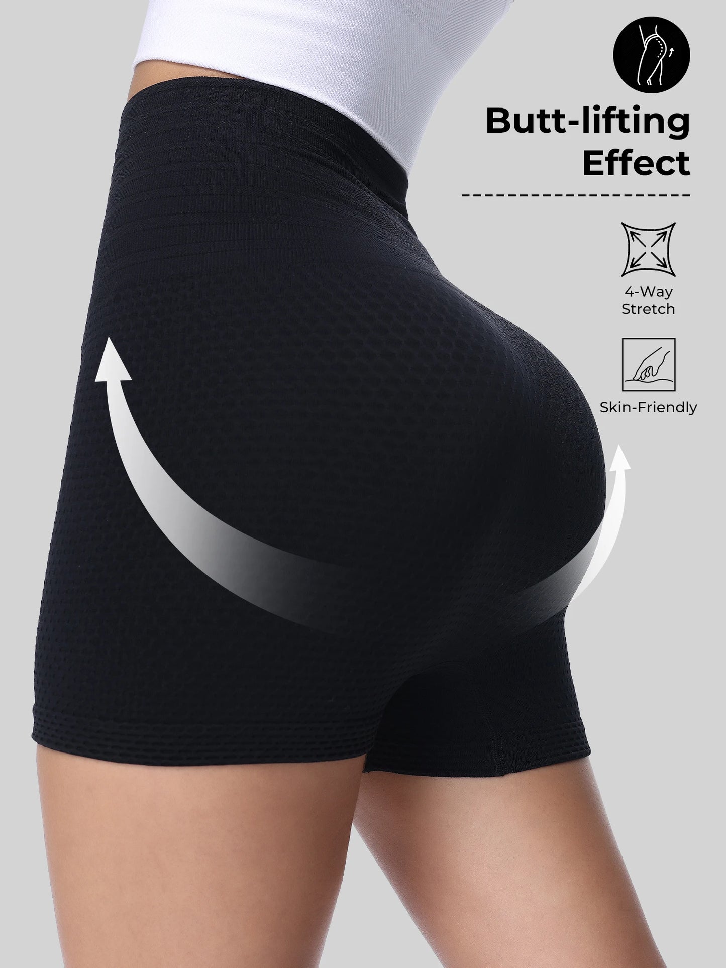 Women's Black Knitted Fabric Track Shorts Casual/High Waist Plain Slight Stretch Short for Sports