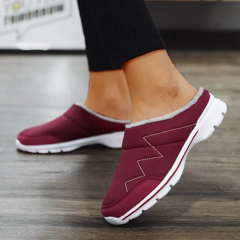 Warmth Slip On Shoes Women's Casual Breathable Lovers Shoes/Mesh Fabric Plus Velvet Shoes Runnings Shoes