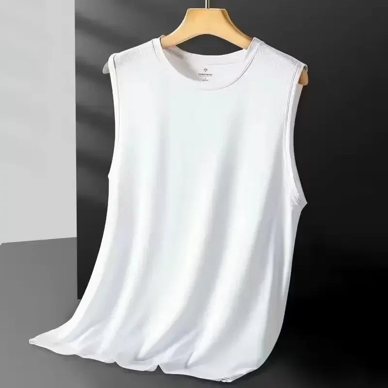 Men's Ice Silk Mesh Vest Lightweight Sports Summer Wear/Sleeveless T-shirt Tank Top Casual Fashion Outerwear