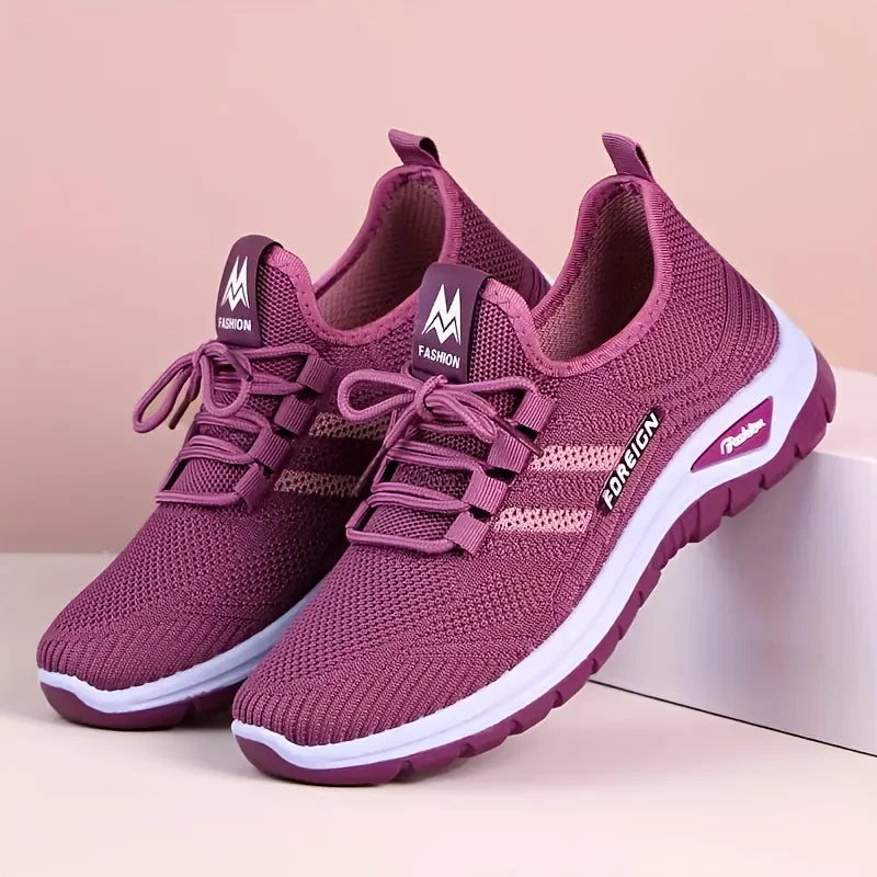 Women's Breathable Knit Walking Shoes Soft Cushion/Non Slip Lace Up Sneakers Lightweight Comfort Casual Daily Sports Shoes