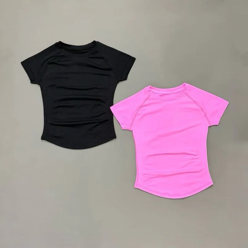 Women Sports T-Shirt Round Neck Short Sleeve Breathable Stretchy Tops/Gym Fitness Yoga Running Workout Casual Athletic Shirts