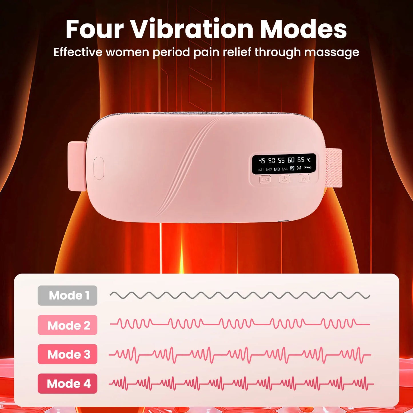 5 Modes Electric Heating Vibration Waist Massage Belt Smart Warm Palace/Women Menstrual Heating Pad for for Cramps Period Relief
