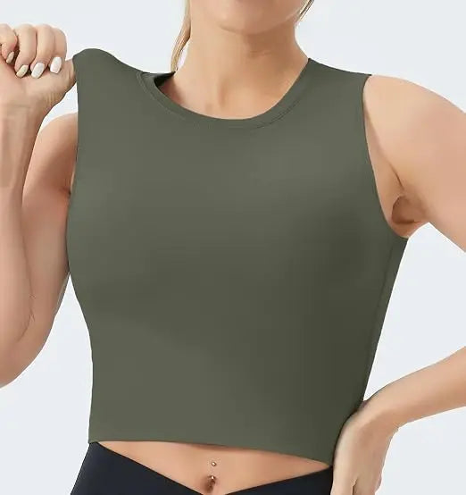 THE GYM PEOPLE Women's Sleeveless Sports Bra with Removable Pads/Medium Support Crop Top in 4-Way Stretch Fabric Perfect for Workout