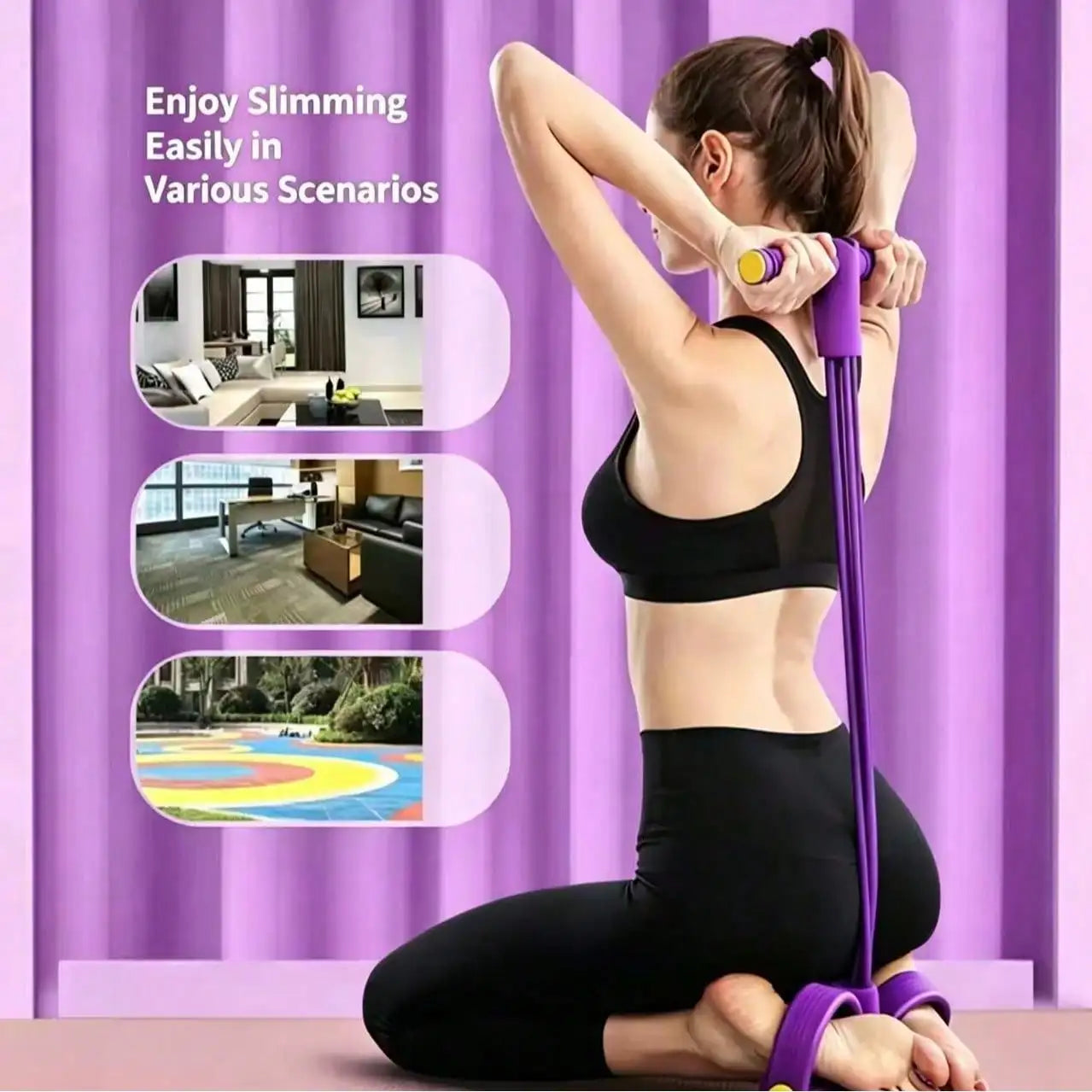 4 Tubes Pedal Resistance Bands Heavy Duty Leg Hip Booty Trainer/Portable Home Gym Pilates Fitness Equipment For Women