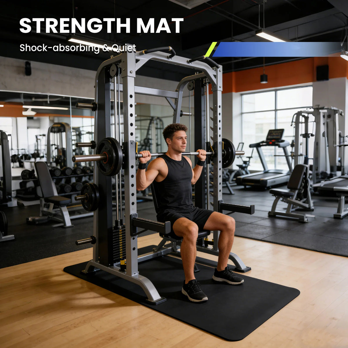 Shock Absorbing Non-Slip Treadmill Mat 6mm High-Density PVC Equipment Pad/Heavy Duty Floor Protector for Home Gym For Treadmills
