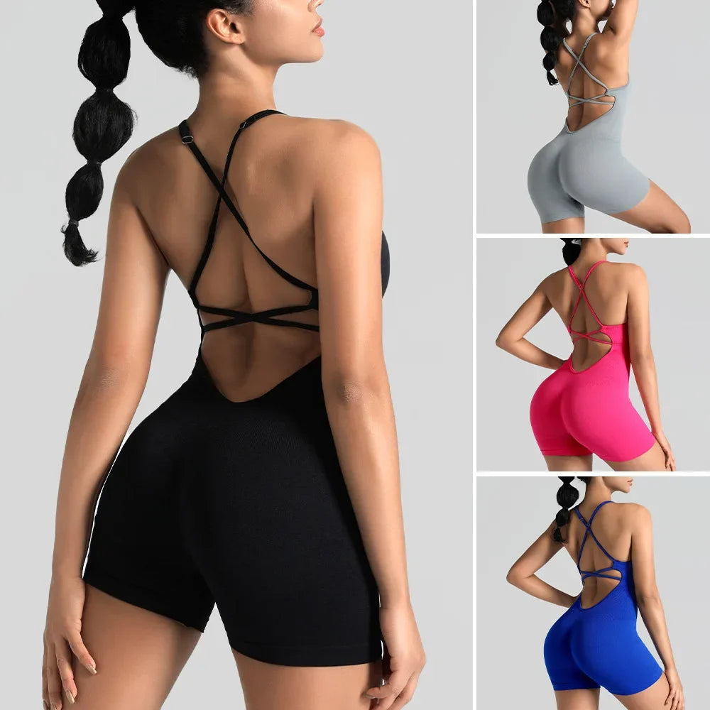 Yoga Sets Gym Jumpsuits Women Sports Overalls Active Wear/Fitness Clothing Workout Clothes for Women Short Outfits