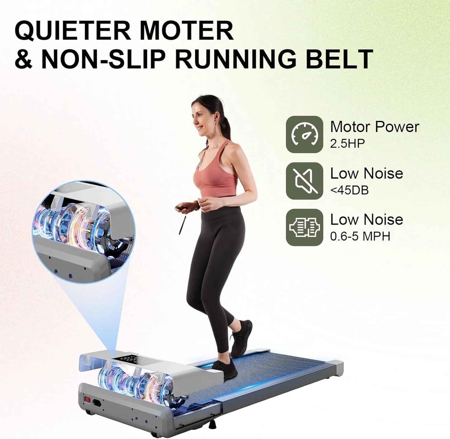 Treadmills 39.37inch Running Belt 2in1 Under Desk for Home Office Treadmill/Walking pad 2.5HP Remote Control 5MPH Exercise Machine
