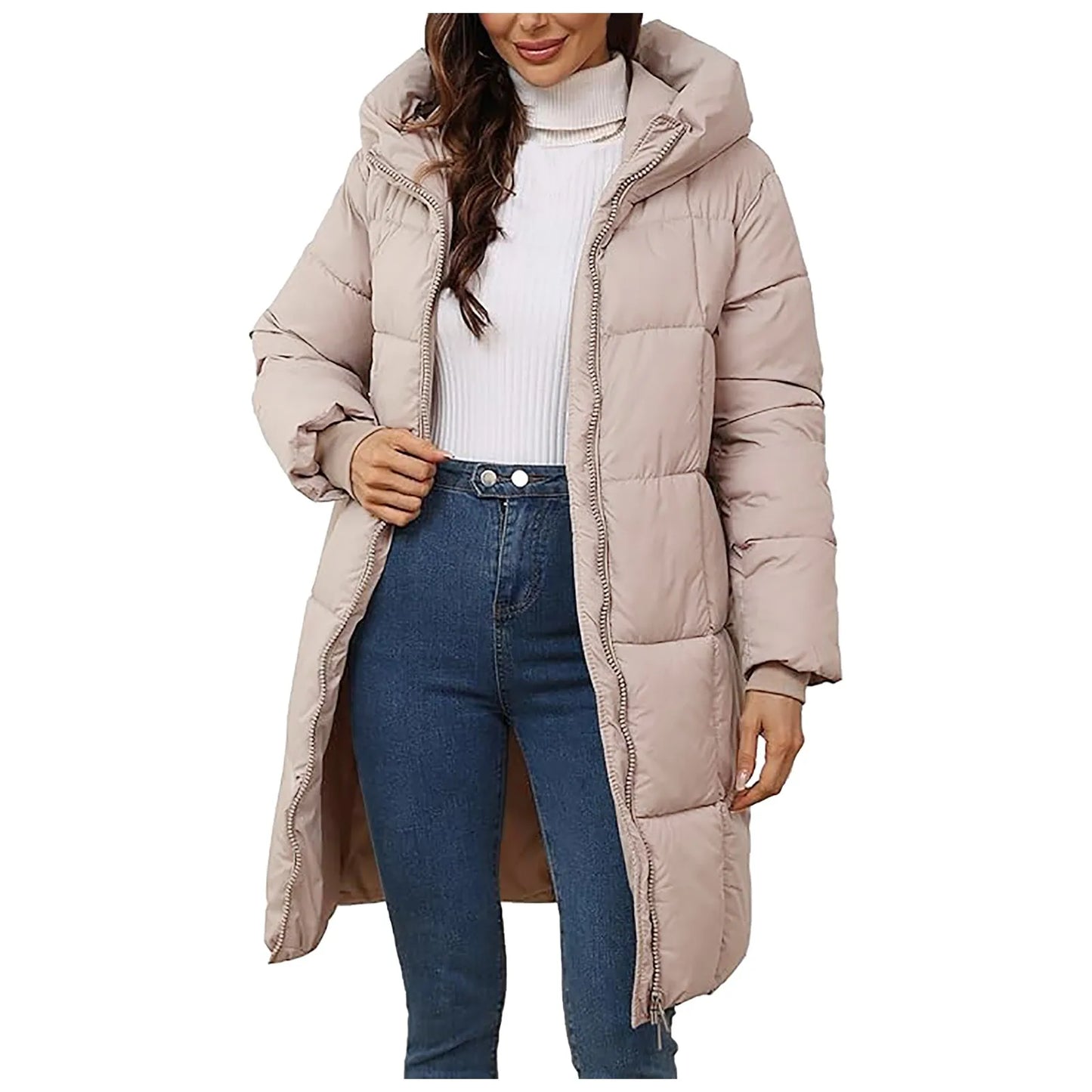 Winter Parkas Women's Down Cotton-Padded Jacket Long Coats/Hooded Overcoat Thicken Warm Slim Outerwear Female Casual Coats