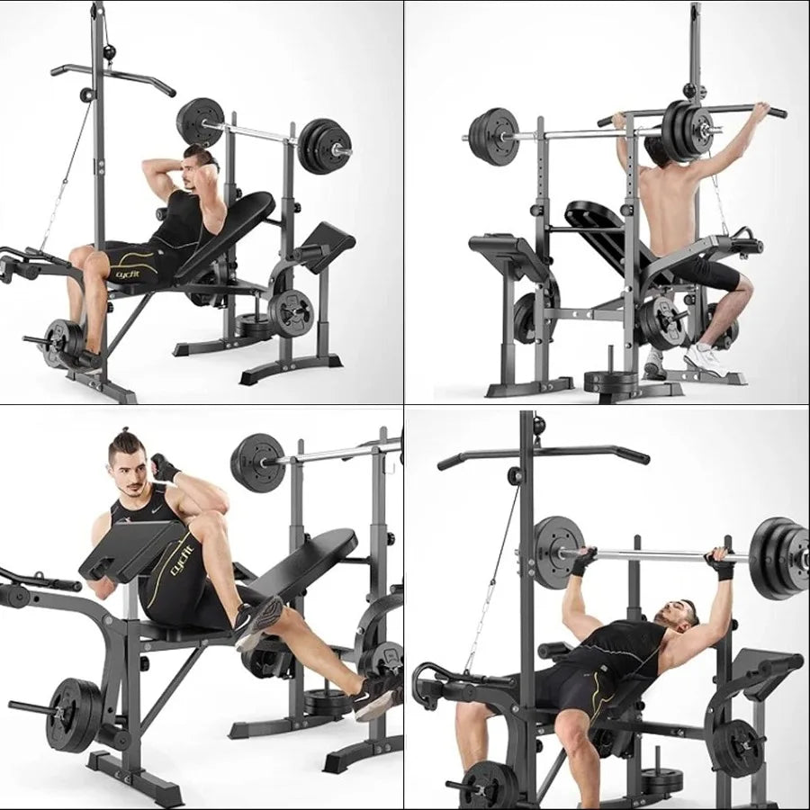 600lbs 6 in 1 Adjustable  Weight Bench Set with Leg Extension and Leg Curl/Multi Function Bench Press Set for Full Body Workout