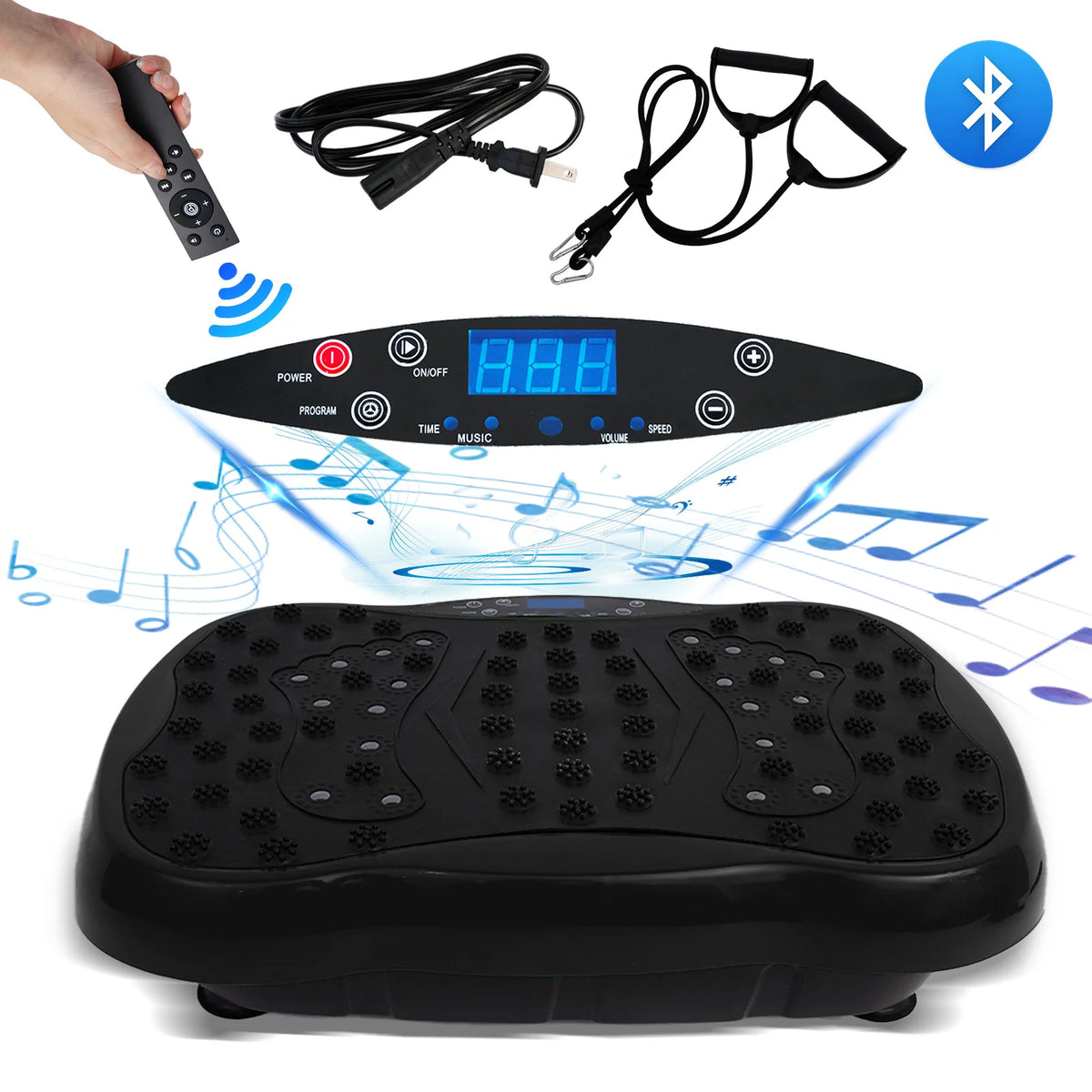 Full-Body Vibration Platform Exercise Machine Training Equipment/Vibrate Fitness Workout Resistance Bands Remote Control BT