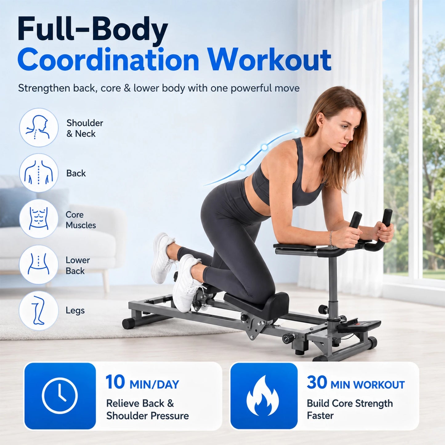 Crawling Machine Adjustable Height Length Back Stretcher with Counter Crawling/Training Machine for Home Gym Studio Cardio Machine