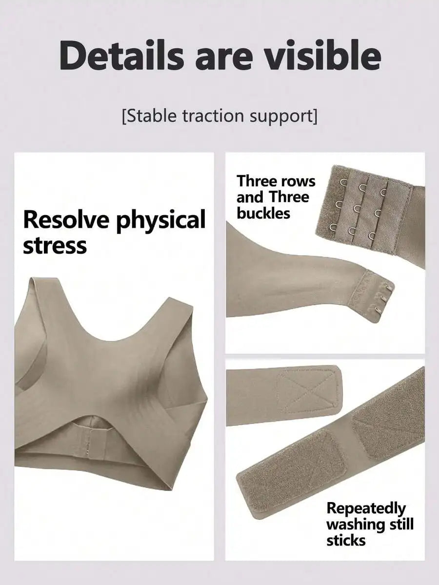 1pc 4-Season Posture Corrector & Lift Bra Front Closure Seamless/3-In-1 Sports Bra With Removable Pads Casual Outerwear Vest