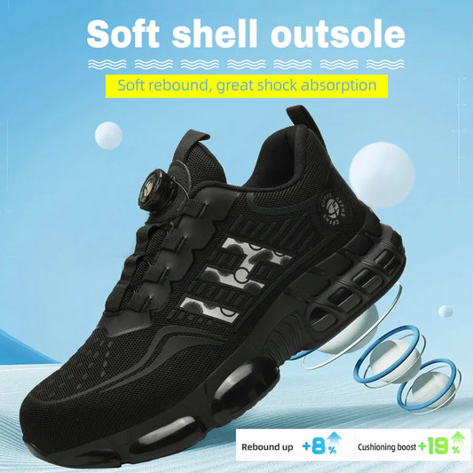 Lace-Free Men's Breathable Casual Work/Safety Shoes with Impact and Puncture Resistance
