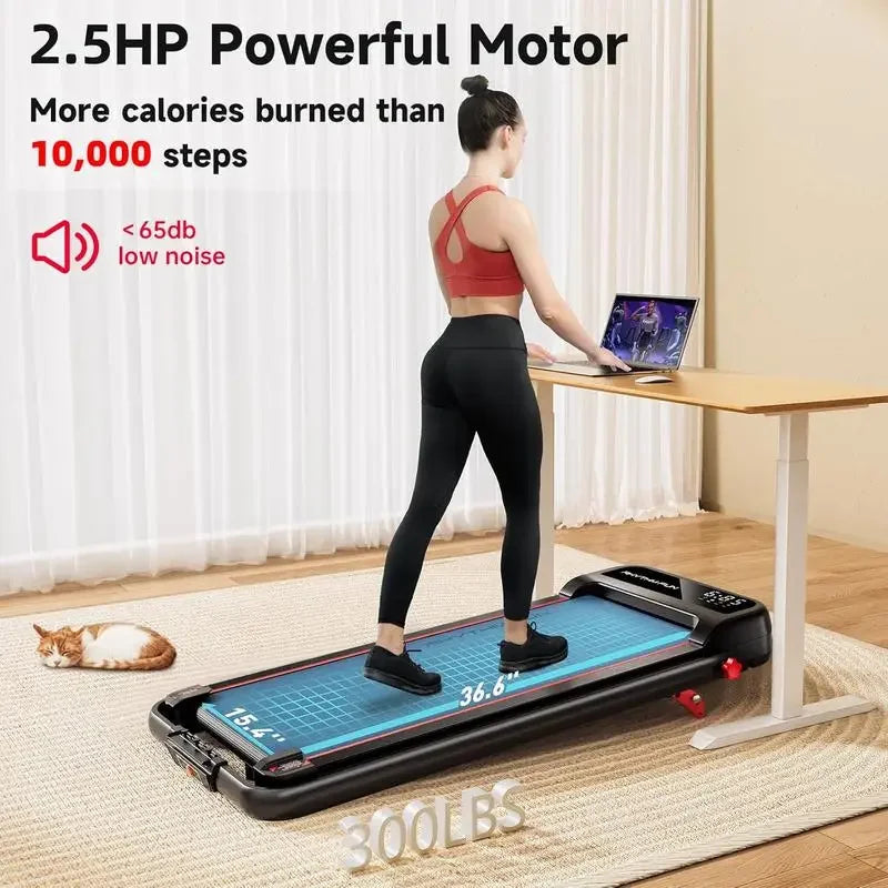 RHYTHM FUN 8° Incline Foldable Treadmill Under Desk Walking Pad/for Office Home Gym 300 Lbs Portable Exercise Equipment