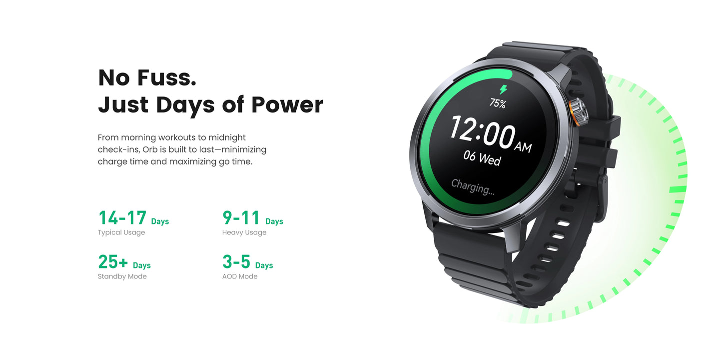 KOSPET ORB Smart Watch For Men Women Lightweight Design Waterproof/Bluetooth Call 8 Apex Motion Sport Modes 180 Training Modes