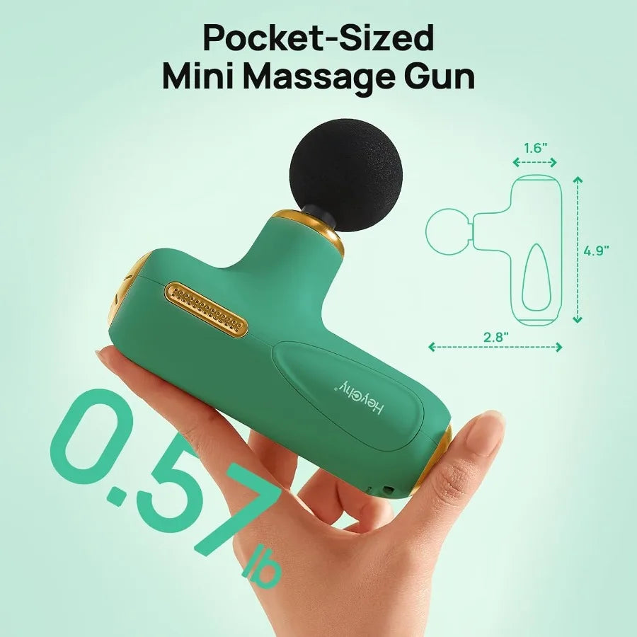 Super Mini Massage Gun Deep Tissue Pocket Sized Muscle Massager with 5 Speed/4 Heads Portable Handheld Massager Quiet for Home