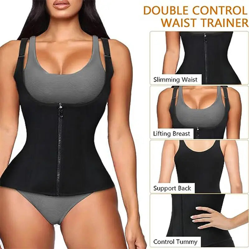 2 PCS Women's Waist Trainer Sauna Effect Sweat Vest Corset/Body Shaper Neoprene Shapewear Tummy Control Gym Workout Tank Top