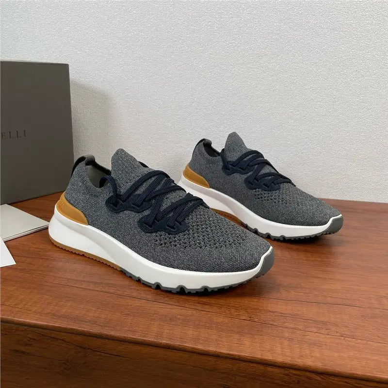 New Men's Lightweight Knitted Shoes Breathable Comfortable/Trendy Casual Athletic Sneakers Fashion Daily Footwear