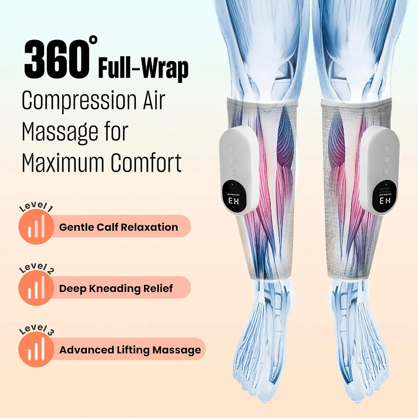 Leg Massager with Heat and Compression Calf Massager/for Circulation and Pain with 3 Intensities 3 Modes Muscle Recovery