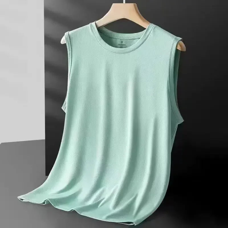 Men's Ice Silk Mesh Vest Lightweight Sports Summer Wear/Sleeveless T-shirt Tank Top Casual Fashion Outerwear