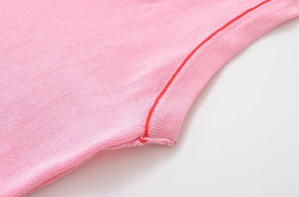 Women's Sleeveless Knit Tank Tops V Neck/Contrast Trims Female Vest Fashion