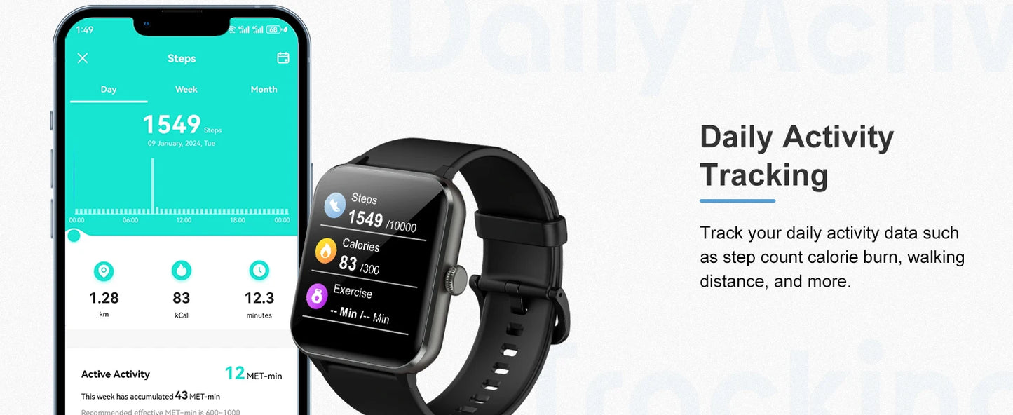 Blackview Smart Watch 1.85” Full Touch HD Bluetooth Calling Smartwatch/100+ Sports Fitness Tracking Watch with Voice Assistant