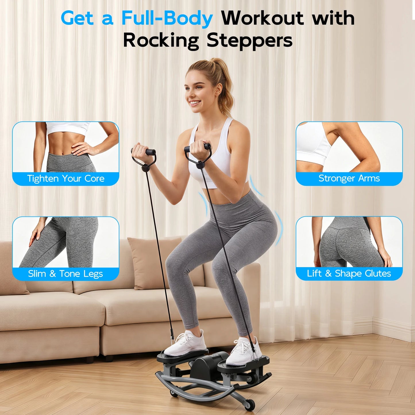 Swing Stepper Machine Intelligent Non-Slip For Exercise/Twist Stair Stepper Trainer Full Body Workout 220 lbs with Digital Display