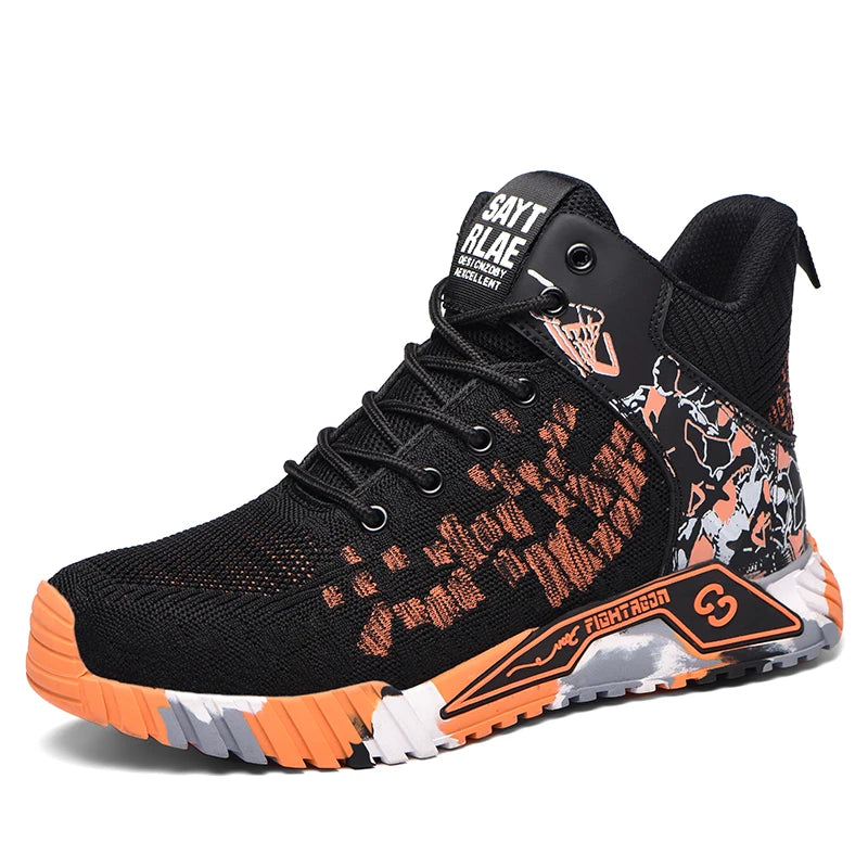 Camo Camouflage High Top Steel Toe Safety Work Boots for Men/Anti-Smash Puncture Resistant Breathable Indestructible