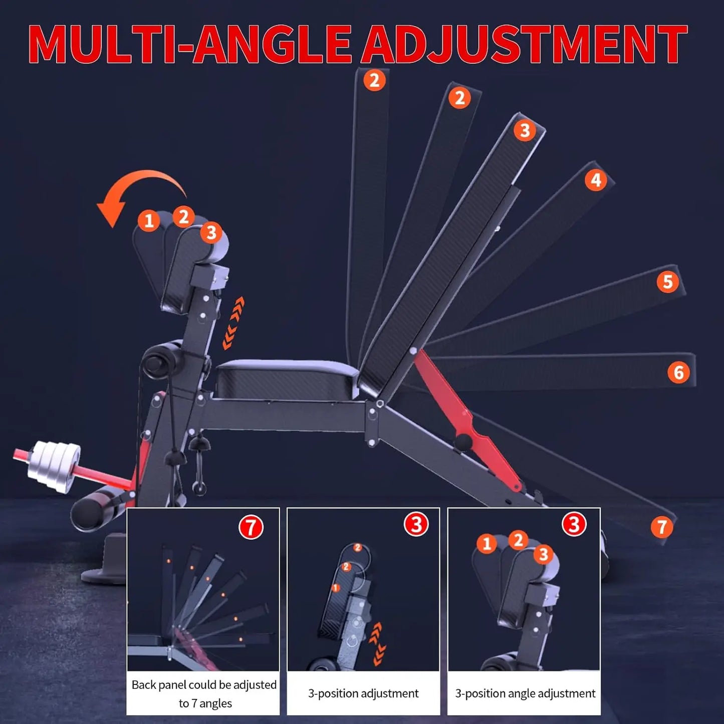 14-in-1 Foldable Dumbbell Bench Weight Pre-Assembled/ Multi-Functional 1000 lbs 6 Adjustable Levels for Full Body Workout