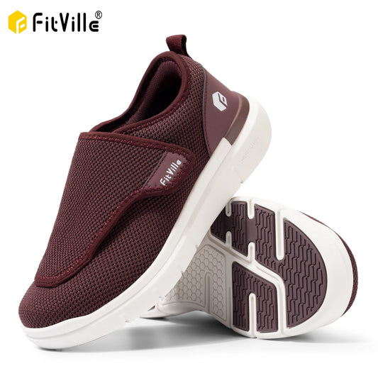 FitVille Extra Wide Women's Diabetic Shoes Adjustable Walking Shoes/for Elderly Orthopedics Wide Feet Swollen Foot Pain Relief
